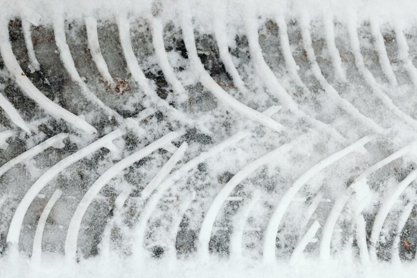 Close Up of Tire Track in Snow